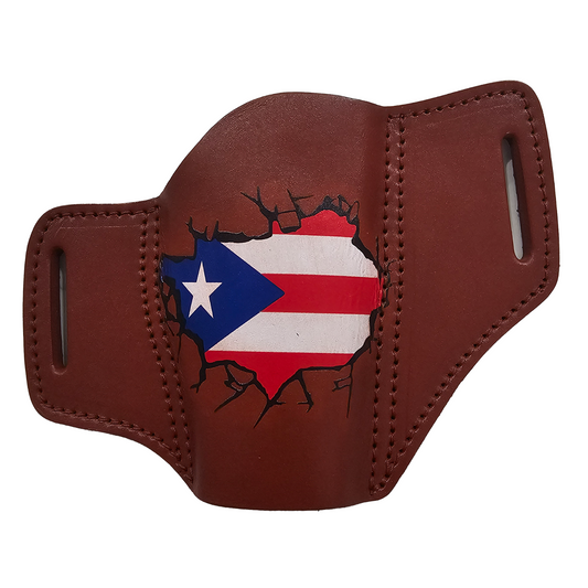 Puerto Rico Flag Leather Genuine Holster