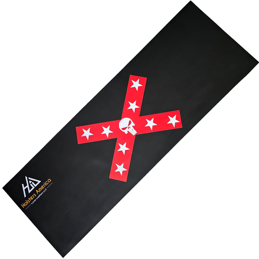 LEATHER Rifle CLEANING MAT Skull Flag Black 12" X 36"