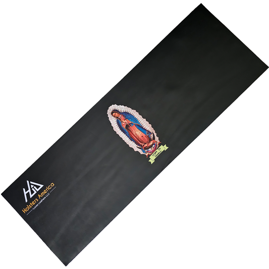 LEATHER Rifle CLEANING MAT Virgin Mary Black 12" X 36"