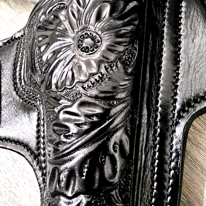 Leather Gun Holster Hand Engraved